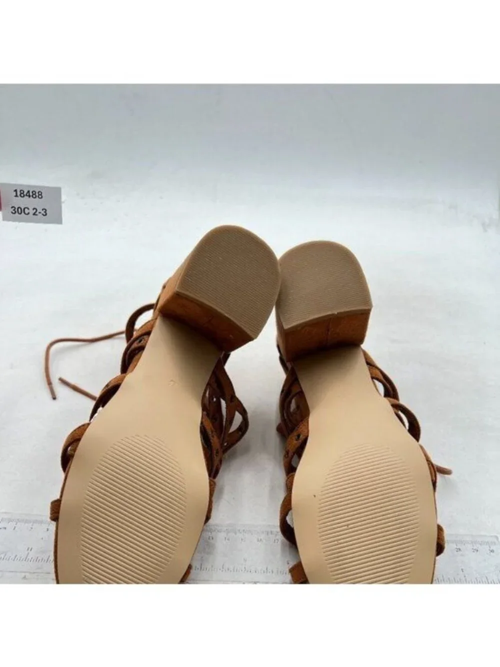 XYD Women Gladiator Caged Block Heel Sandals Open Toe Grommets Straps Brown